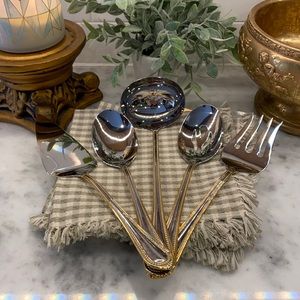 Set of 5 MIKASA 18/10 SILVER & GOLD SERVEWARE